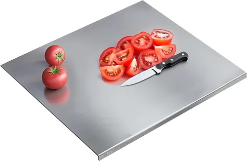 Miniatura 10 de Tabla de cortar de acero inoxidable 304 - Tabla de cortar de cocina de acero inoxidable antideslizante, apta para lavavajillas, ideal para carne