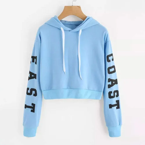 Miniatura 3 de Suéter largo con letras y capucha para mujer, blusa con capucha para mujer, blusa de otoño para mujer, blusa con botones