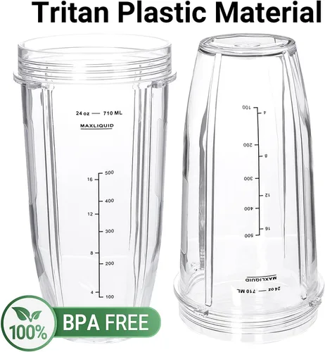Miniatura 4 de Vaso de repuesto para licuadora con tapa (paquete de 2) vasos de 24 onzas para Ninja Auto iQ BL480 BL482 BL642 BL682 BL450 BN401 BN751 BN801 Foodi
