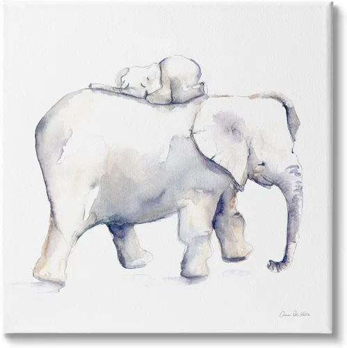 Miniatura 6 de Stupell Industries Placa de pared infantil con diseño de elefante para dormir en la madre, diseño de Aimee Del Valle, 12 x 12 pulgadas, color gris