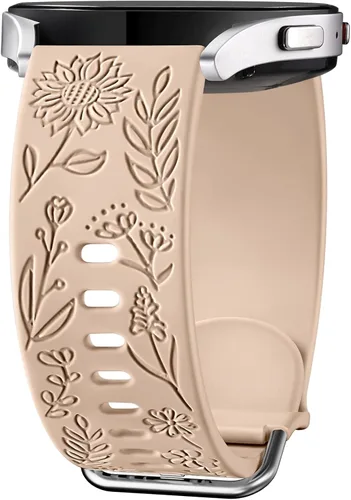 Miniatura 10 de Samsung Galaxy - Correa deportiva de silicona grabada con girasol de 1.575 pulgadas/1.732 pulgadas, para mujeres y hombres Marrón