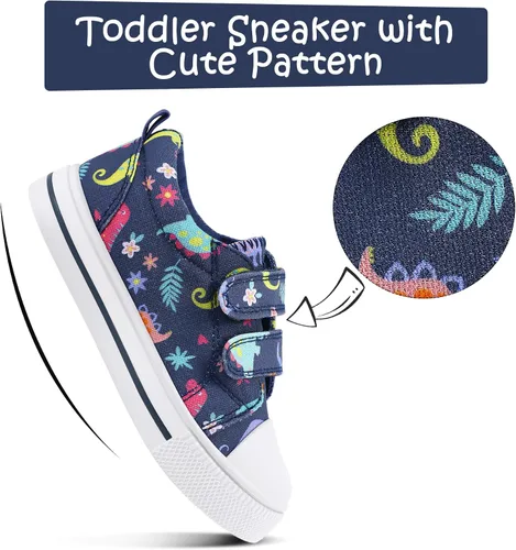 Miniatura 3 de K KomForme - Tenis de lona para niños y niñas de dibujos animados con doble velcro