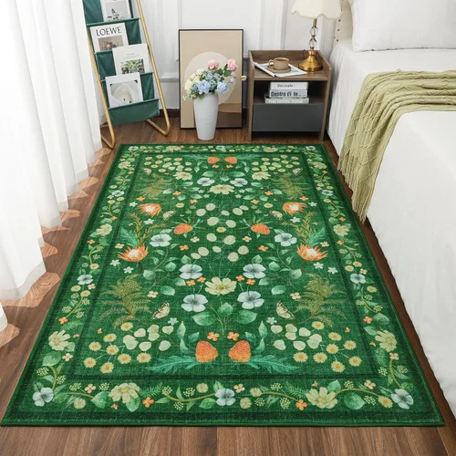 Miniatura 12 de Przemy Alfombra de Pasillo para Dormitorio, 2x6 pies Alfombra Lavable Antideslizante, Pequeña Alfombra Floral para Entrada, Pasillo, Cama de Niñas