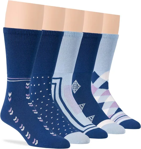 Miniatura 70 de 7BIGSTARS KINGDOM Calcetines de algodón para hombre, diabéticos, no vinculantes, paquete de 5 unidades, talla L/XL, Azul mezclilla, verde oliva