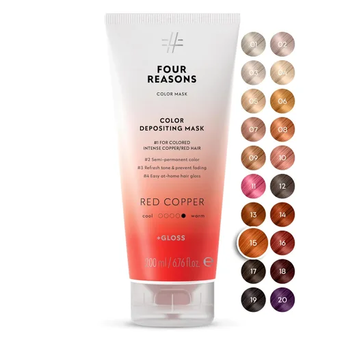 Four Reasons Máscara de Color – Cobre Rojo – (27 Colores) Tratamiento Tonificante, Acondicionador Depositante de Color, Tonifica y Mejora el Cabello