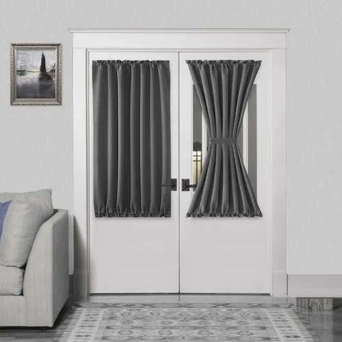 Miniatura 76 de DWCN Cortinas para puerta francesa: cortina térmica con bolsillo para barra para puertas con ventana de vidrio, puertas de cocina y patio