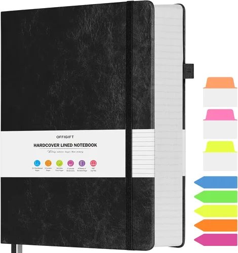 Miniatura 30 de Cuaderno rayado, cuaderno grande A5 con rayas universitarias, cuaderno de trabajo de 312 páginas numeradas con calcomanías de índice, papel grueso