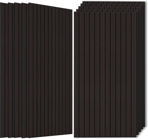 Miniatura 40 de Paneles de sonido de chapa de madera, paquete de 10 paneles de pared de 47.2 x 23.6 pulgadas, paneles acústicos decorativos para paredes