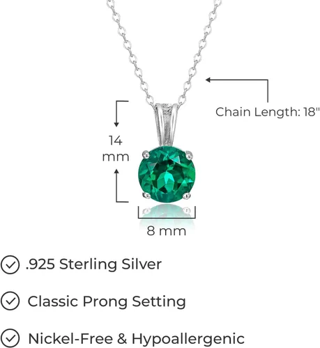 Miniatura 40 de Amazon Essentials Collar con colgante de piedra natal de corte redondo de plata de ley de 18 pulgadas (anteriormente colección Amazon)