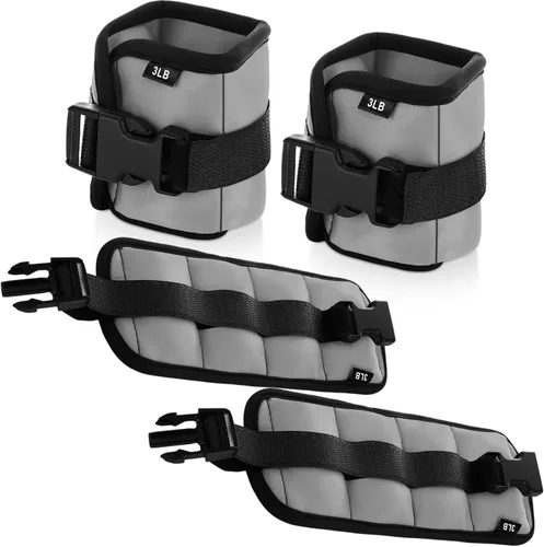 Miniatura 20 de Hollowfly 2 pares de pesas de tobillo y muñeca para ejercicios terrestres o acuáticos, puños acuáticos, bandas de fitness de aeróbicos acuáticos Azul