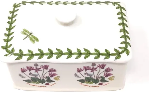 Miniatura 5 de Portmeirion Botanic Garden - Mantequillera de 6 pulgadas con tapa de perilla, varios motivos florales, plato de mantequilla de porcelana