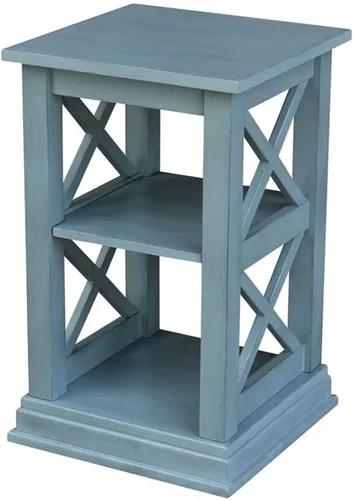 Miniatura 10 de IC International Concepts Hampton - Mesa decorativa de madera maciza con estantes, color negro