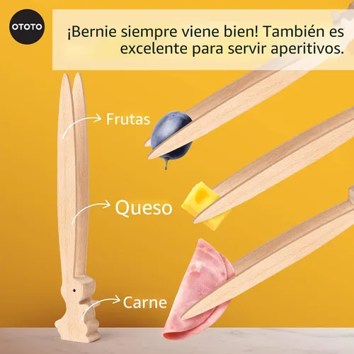 Miniatura 5 de OTOTO Bernie Bunny Pinzas para Tostadora - Conejo, Servidores de Ensalada - Mini Pinzas Multiusos para Aperitivos, Utensilios de Madera y Lindos