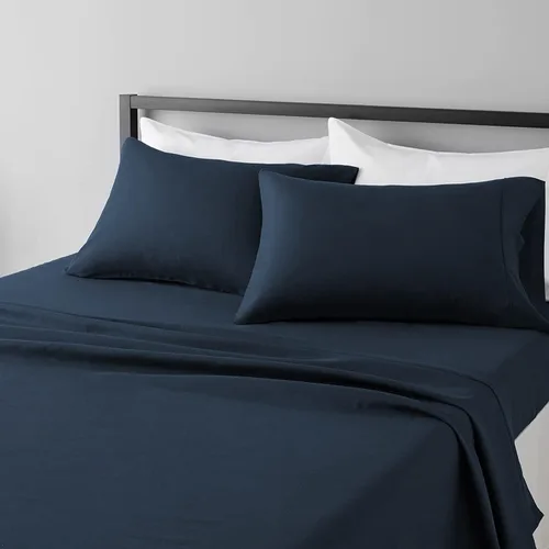 Miniatura 27 de Juego de sábanas de tamaño King, 4 piezas, sábanas negras King, sábanas de lino ultra suaves y transpirables para cama tamaño King, sábanas de cama