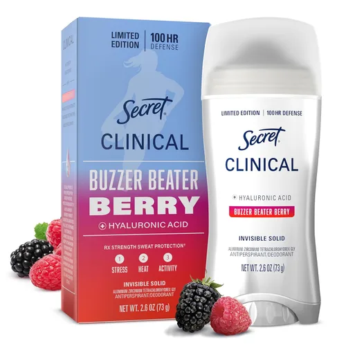 Secret Clinical Strength 100HR Defense, desodorante antitranspirante sólido invisible para mujeres, edición Paige Bueckers, protección contra el