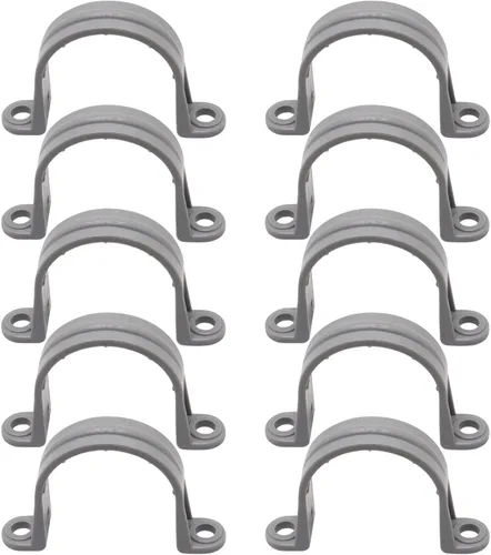 Miniatura 13 de Correa de tubo de PVC de 2 pulgadas, abrazaderas de tubo de conducto de 2 agujeros, soportes de tubería de plástico (gris, 10 piezas)
