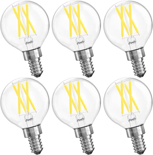 Miniatura 7 de Paquete de 6 bombillas LED G16.5 esmeriladas, foco LED E26 equivalente a 60 W, foco LED regulable G16 1/2 Edison de 6 W 3000 K blanco suave, focos