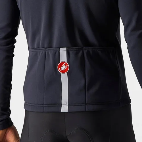 Miniatura 4 de Castelli Camiseta Fondo 2 FZ para hombre, manga larga con aislamiento polar, con cremallera y cuello alto para ciclismo de carretera y grava I