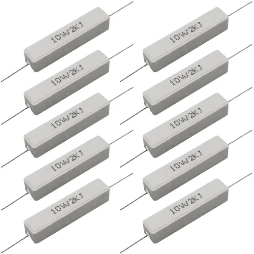 Miniatura 39 de 10 resistencias de cable de plomo axial de 10 W, 0.5 ohmios y 5 % – Resistencias de potencia de cemento cerámico fijas de heridas blancas
