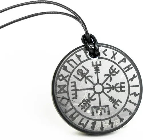 Miniatura 7 de Karelian Heritage Colgante Shungite de forma redonda Colgante de joyería de cristal negro natural espiritual curativo Collar de amuleto