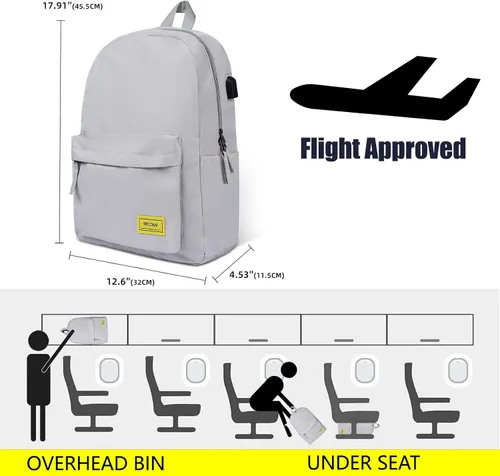 Miniatura 5 de Mochila ligera de alta calidad para laptop con puerto de carga USB, bolsa duradera para la escuela universitaria, 2 organizadores integrados, funda