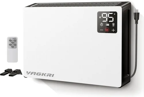 VAGKRI Calentador Eléctrico de Espacio Silencioso, Calentador de Pared de 1500W de Calentamiento Rápido con Control Remoto, 3 Modos de Calefacción,