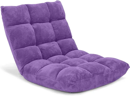 Miniatura 4 de Giantex Silla de suelo con soporte de espalda, 14 posiciones ajustables, cama plegable acolchada, sofá reclinable, sillas de suelo plegables