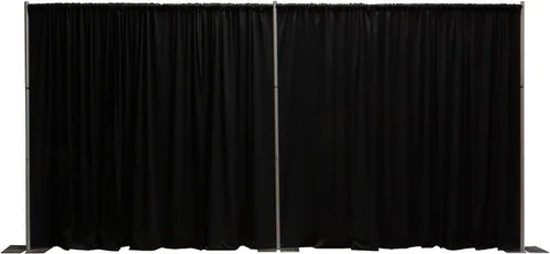 OnlineEEI, Kit de telón de fondo portátil de tubería y cortina de altura fija de 8 pies de alto, 8 pies x 20 pies desmontable, cortinas negras