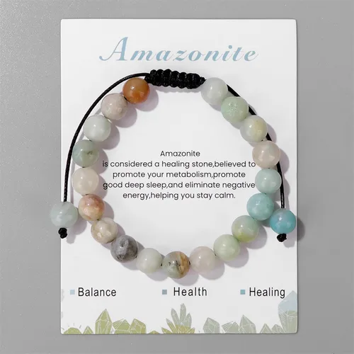 Miniatura 27 de Pulsera de cristal curativo para mujer de 0.315 in, pulsera de cuentas de cristal natural ajustable hecha a mano, joyería curativa, regalo