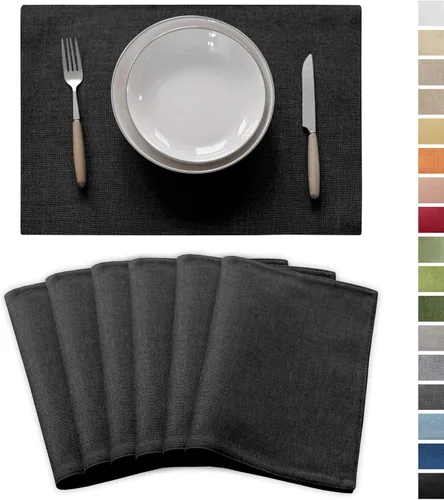 Miniatura 16 de Demetex Juego de 4 manteles individuales de lino resistentes al calor, manteles individuales de arpillera para comedor, cocina, banquete, lino claro