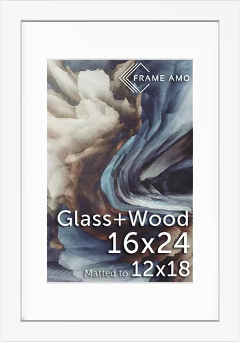 Miniatura 80 de Frame Amo Marco de póster de madera maciza de 13 x 19 pulgadas, color natural, tapete blanco para imagen de 11 x 17 pulgadas, parte frontal