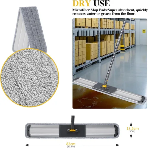 Miniatura 5 de Masthome Fregona Comercial de 36 Pulgadas, Fregona Industrial de Piso Resistente con 3 Almohadillas de Microfibra, Fregona Grande Ajustable de 60