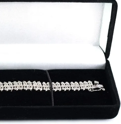 Miniatura 4 de Pulsera de oro blanco de 14 quilates para mujer Pulsera de tenis de diamantes de 1 quilate