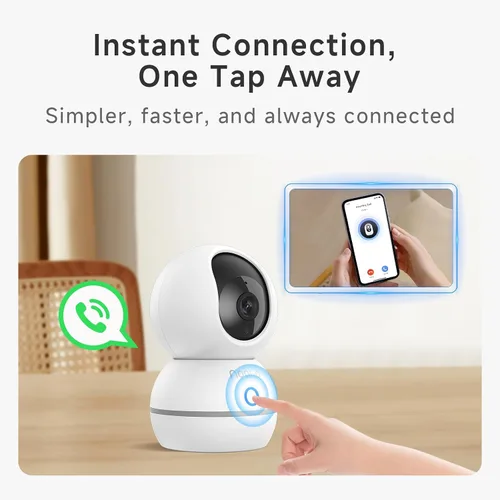 Miniatura 4 de Noorio Cámara de seguridad para interiores, cámara UHD de 4 MP para mascota/perro de 360 grados para seguridad del hogar, llamada de un solo toque