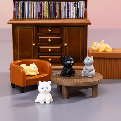 Miniatura 8 de 20 piezas de mini resina de gato diminuto animal miniatura figuras para bricolaje jardín casa de muñecas animales accesorios micro paisaje acuario