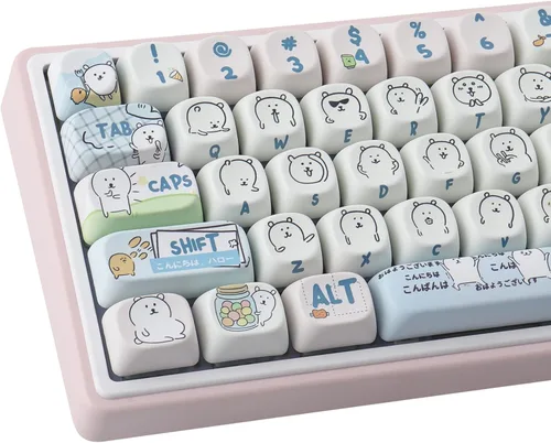 Miniatura 9 de Hyekit Teclas PBT - 145 Teclas Perfil MOA Cerdo Rosa, Conjunto de Teclas Lindas con Sublimación de Tinte para Teclado Mecánico con Interruptores