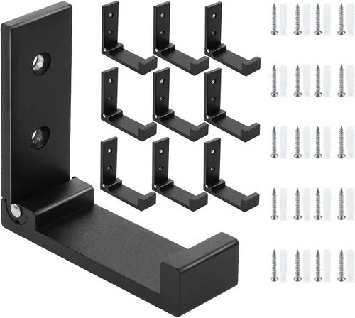 Paquete de 10 ganchos plegables de pared, ganchos plegables de aleación de aluminio para colgar mochila, abrigo, toalla, sombrero, auriculares, Negro