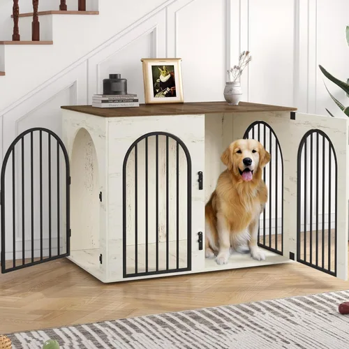 Miniatura 26 de Hzuaneri - Muebles de madera para perros de 26.8 pulgadas, jaula de interior para perros pequeños, jaulas resistentes decorativas para mascotas