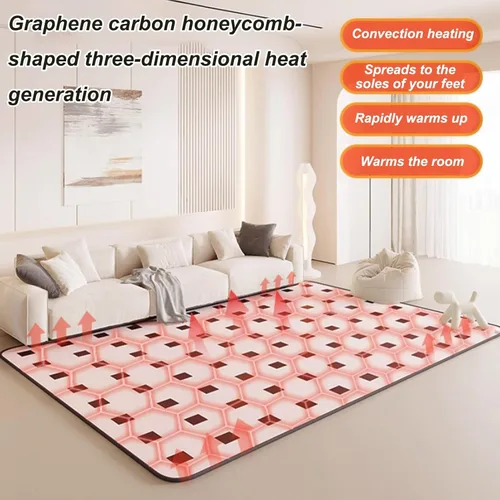 Miniatura 2 de Tapete con calefacción, alfombra de calefacción eléctrica de grafeno, alfombra eléctrica con temporizador de calentamiento rápido, almohadilla