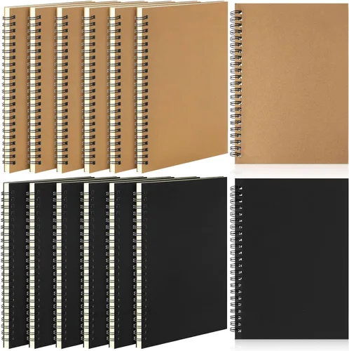 Miniatura 25 de Leelosp 12 cuadernos pequeños en espiral forrados en espiral, cuaderno con rayas universitarias, cubierta de papel kraft encuadernado con alambre