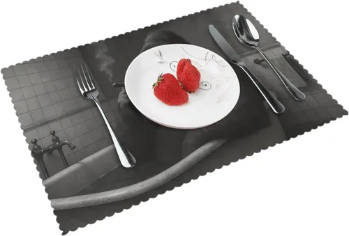 Miniatura 14 de Rectangular Placemats Set of 4, Heat Resistant Dream Printed Kitchen Dining Table Mats