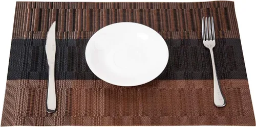 Miniatura 5 de Manteles individuales con camino de mesa resistentes al calor, tapetes antideslizantes, manteles de cocina de vinilo tejido cruzado para mesa de Café