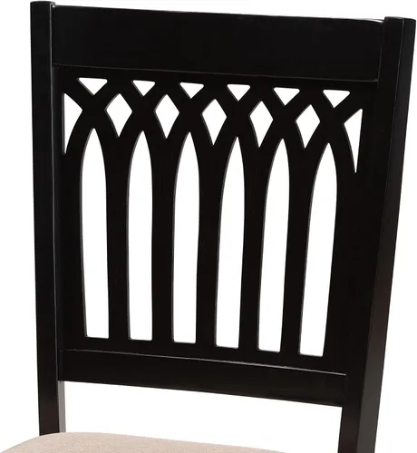 Miniatura 6 de Baxton Studio Genesis - Juego de 2 sillas de comedor, beige/marrón oscuro