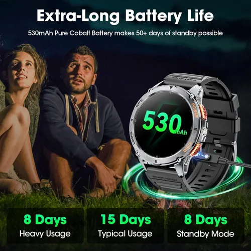 Miniatura 3 de Relojes inteligentes militares para hombres con GPS, reloj inteligente AMOLED Bluetooth de 1.43 pulgadas con linterna LED, reloj inteligente
