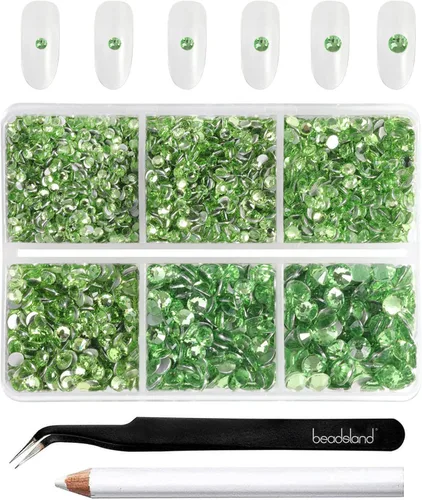 Miniatura 23 de BEADSLAND 4300 piezas de diamantes de imitación con parte plana, diamantes de imitación transparentes para uñas, gemas de cristal redondas