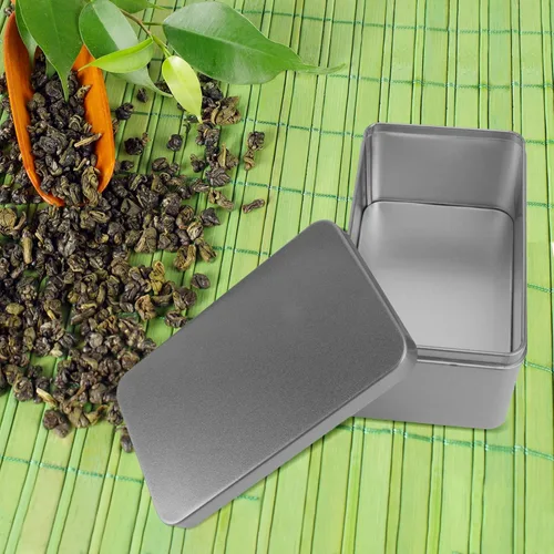 Miniatura 5 de NUOBESTY Caja de lata rectangular vacía, contenedor portátil de almacenamiento de té con tapa, caja de almacenamiento para el hogar para dulces