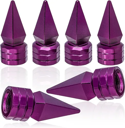 Miniatura 31 de 4 piezas de tapas de válvula de rueda con forma de punta, válvula de rueda de aleación de aluminio con punta, tapas de aire universales a prueba