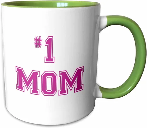 Miniatura 13 de 3dRose mug_151622_4 #1 Mom Number One Mom in Hot Pink - Taza negra de dos tonos, 11 onzas, color negro y blanco