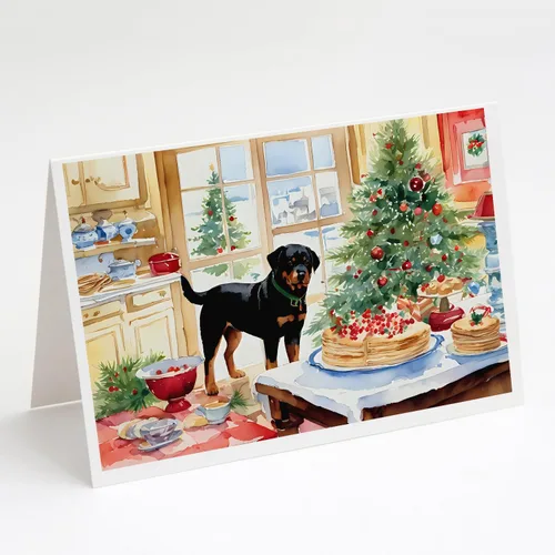 Miniatura 124 de Caroline's Treasures DAC3884GCA7P Paquete de 8 tarjetas en blanco de Navidad con galletas de husky siberiano Tarjetas de felicitación con sobres