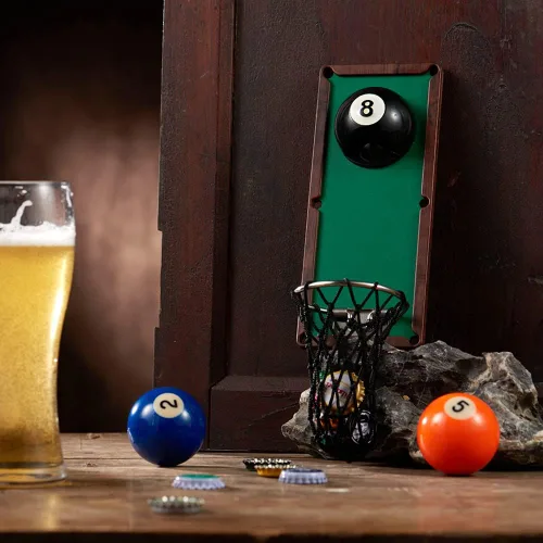 Miniatura 8 de Arola Abrebotellas magnético de bola de billar, abridor de pared de metal extraíble con colector de tapas, regalo de cumpleaños para entusiastas